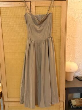 Sleeveless Cowl Neck Midi Dress in Taupe